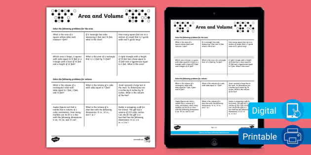 Sixth Grade Area and Volume Math Activity