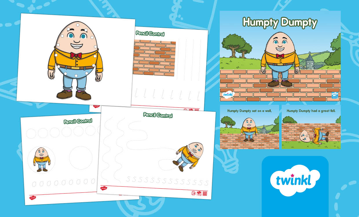 Humpty Dumpty Nursery Rhyme Lesson Activity Pack for Pre K-K