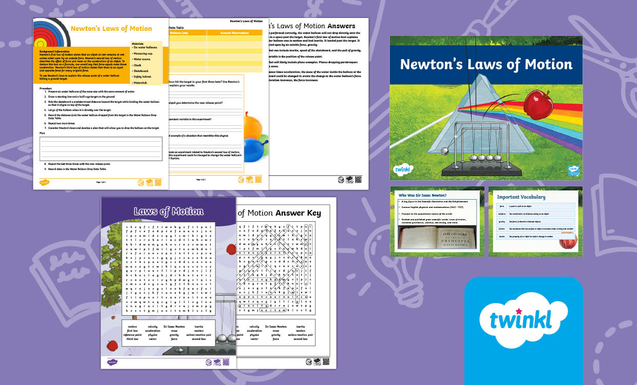Newtons Laws of Motion Lesson for 6th-8th Grade