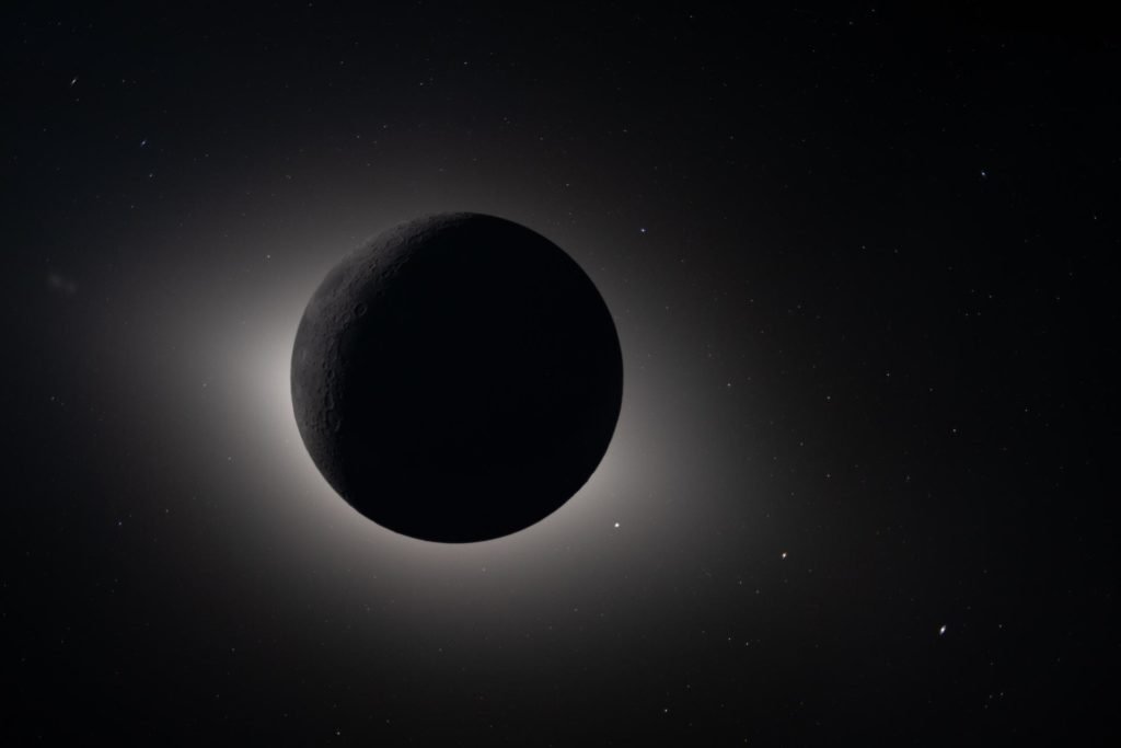 Captured by the Artemis II crew during their lunar flyby on April 6, 2026, this image shows the Moon fully eclipsing the Sun. Photo by NASA