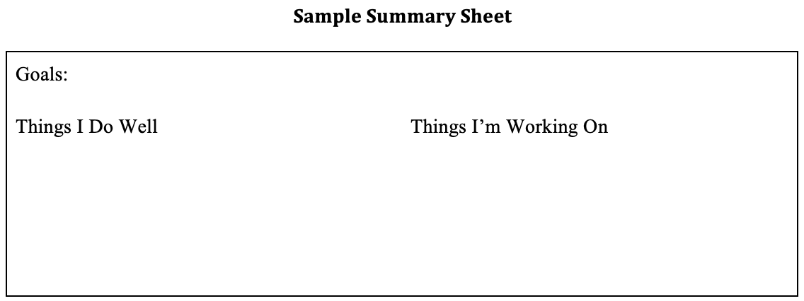 Sample Summary Sheet