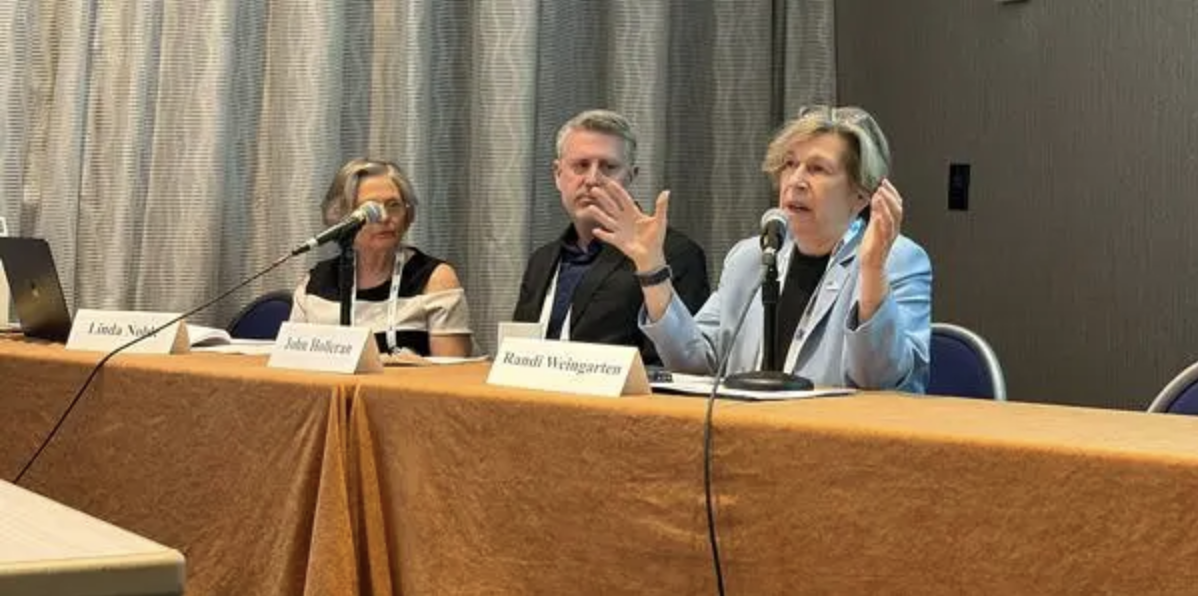 Randi Weingarten speaks at the AI academy