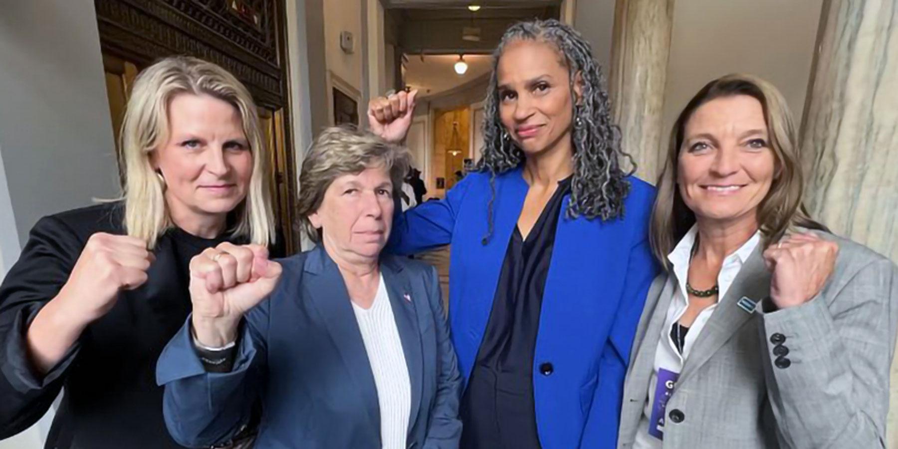 Weingarten, second from left, and other leaders at the AI Insight Forum hosted by Senate Majority Leader Chuck Schumer on Sept. 13. Credit: Courtesy of Randi Weingarten