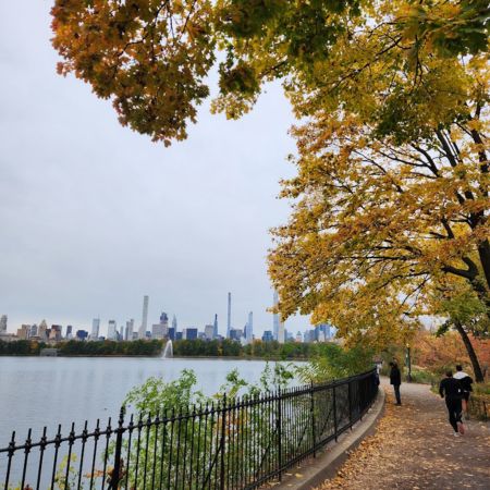 running around the reservoir in fall