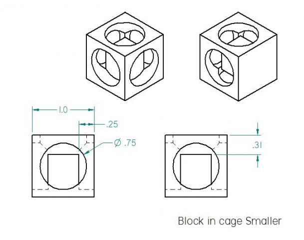Machining blueprint project; Block in Cage Smaller